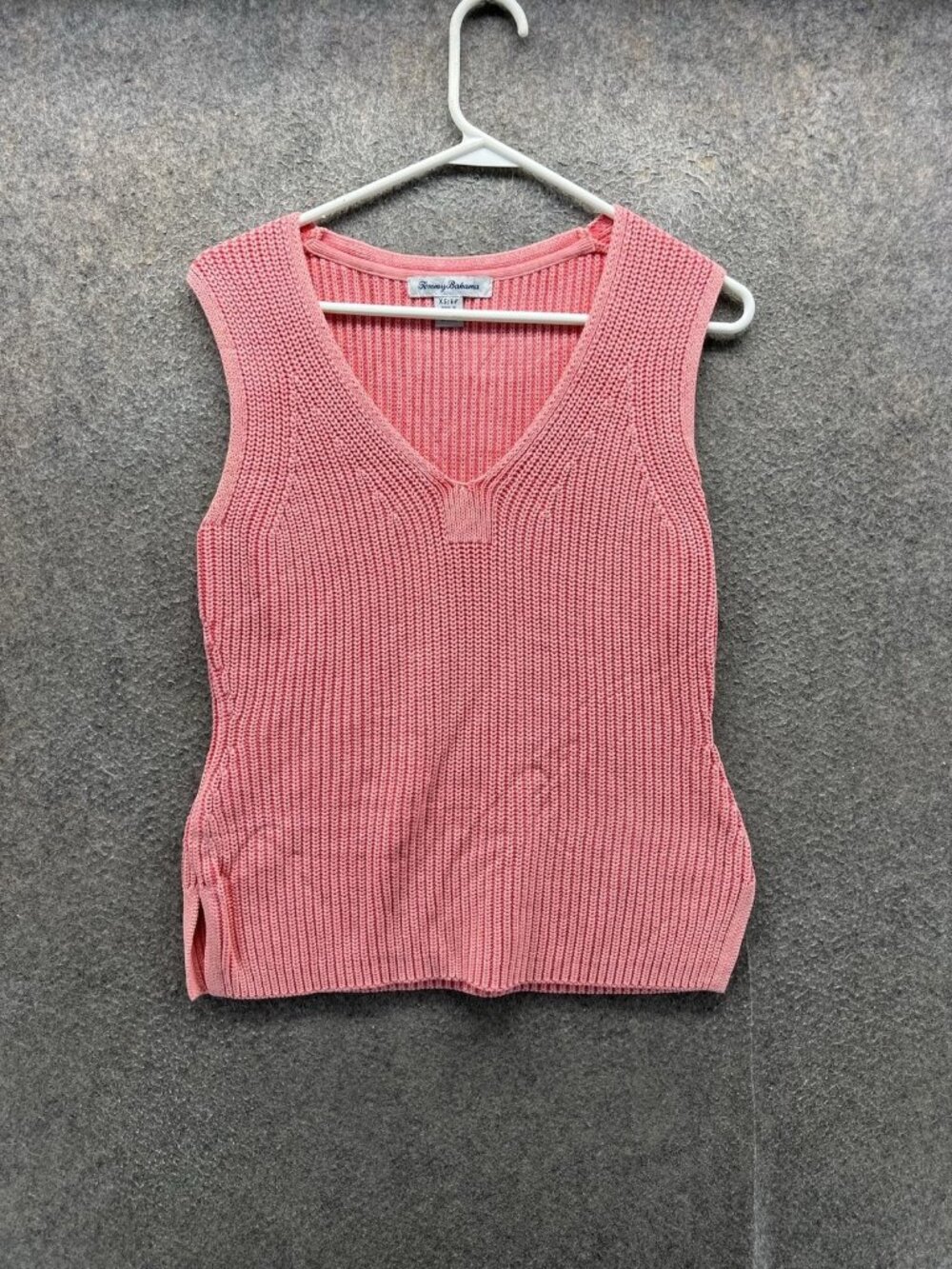Tommy Bahama Sweater Vest Womens XS Pink V Neck Knit Sleeveless Pullover